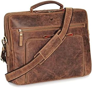 DONBOLSO Laptop Bag San Francisco 17 Inch I Handcrafted Leather Shoulder Bag for Notebook I Briefcase for Office, Travel, Uni, Business I Messenger Bag for Men and Women I Vintage Brown