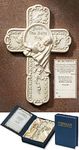 Bless This Baby Boy 7" White Resin Wall Cross with Deluxe Gift Box Religious Nursery Decor