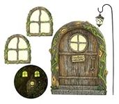 Fairy Garden Kit, Fairy Door, Fairy Door and Windows for Trees, Tree Stump Decor, Fairy House Kit, Fairy Garden Decor