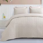 Exclusivo Mezcla Twin Size Quilt Bedding Set with Pillow Sham, Soft Lightweight Quilts Basket Quilted Bedspreads Coverlets Bed Cover for All Seasons, Brich Beige