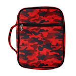 Coldinair Red Black Camo Print for Men Women Teens,Camouflage Carrying Book Case Church Bag Bible Protector with Handle and Zipper Pocket