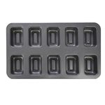 Elesinsoz 10 Cup Financier Cake Baking Pan Mini Brownie Bite Square Muffin Cupcake Small Banana Bread Loaf Meatloaf Cornbread Nonstick Madeleine Cookie All Edge Only Corner Individual Tin Tray Mold