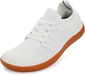WHITIN Women's Minimalist Barefoot Low Zero Drop Shoes Female Sneakers Width Ladies Size 7 Wide Toe Box Trail Running Workout Exercise Jogging Tennis Gym Cross Camping Trekking White/Gum 38