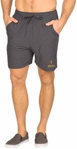 NCAA Men’s University Athletic Performance Shorts, 7 Inch Inseam with Zipper Media Pocket Black Heather