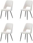 LivinVeluris Dining Chairs Set of 2, Modern Dining Chairs Mid-Century, Round Kitchen Chairs, Boulce Dining Chair with Black Metal Legs, Kitchen Dining Room (Cream White) (Set of 4)