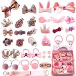 36 Pcs Hair Clips Baby Girl's Clip Bow-Knot Set Assorted Accessories Cute Bows Elastic Ties Gift