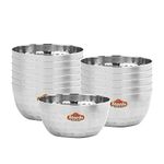 Sharda Metals Mathar Hammerred Stainless Steel Side Curry Dal Katori Wati Bowls, Elevate Your Culinary Experience - Set of 12