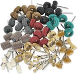 SUNJOYCO 75pcs Polishing Kit Buffing Wheels Set, Polishing Bit Abrasive Buffing Wheels Rotary Tool Accessories, Wire Brushes Flap Discs for Dremel, 1/8 Shank for Wood Jewelry Metal Rust