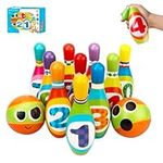 Kidow Toys Bowling Set Kids, Childrens Skittles Set Toys Educational Bowling Set with 10 xBowling Pins And 2 Balls For Toddlers Boys Girls Indoor & Outdoor Toy (Large)