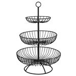 Hossejoy 3-Tier Black Metal Detachable Fruit Basket Countertop Fruit Bowl Vegetable Bread Basket Display Storage Stand for Kitchen, Bathroom