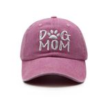 Waldeal Dog Mom Hats for Women, Dog Lovers Gifts, Adjustable Embroidered Paw Baseball Cap, Pink, One Size