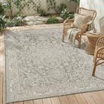 Outdoor Rug-Patio Rug Polypropylene Indoor Outdoor Carpet 6x9ft Porch Balcony Carpets Garden Deck Mat Easy Clean Non Slip Light Weight Vintage Outdoor Area Rug Retro Grey