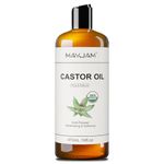 MAYJAM Organic Castor Oil 473ML, Pure Natural Cold & Fresh-Pressed, Promotes Hair, Eyebrow and Eyelash Growth, Carrier Oil for Nourish Skin