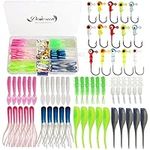 Dovesun 110pcs Crappie Lures with Jig Heads Hooks Kit- Soft Plastic Grubs-Tubes Bait 80Pcs 0.8g 1.75g 3.5g 30Pcs Crappie Jigs Fishing Lures Kit for Saltwater Freshwater Fishing