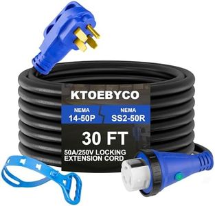 50 Amp RV Extension Cord 30 ft 250V Heavy Duty STW 6/3+8/1 Gauge Pure Copper RV Power Cord, Twist Lock ETL Listed NEMA 14-50P to SS2-50R Cable with Power Indicator& Polarity Lamp