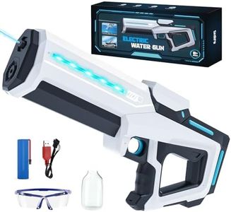 Electric Water Gun for Adults Kids,32ft Range,Battery-Powered Squirt Toy with Water Tank, LED Light,Automatic Water-Sucking,Summer Outdoor Beach Play,Pool Garden Fun for Kids Age 8 9 10