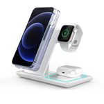 Orco 3 in 1 Wireless Charging Station - Foldable Wireless For iPhone, Apple Watch And AirPods, Samsung Galaxy Watch | Travel-Ready iPhone Magsafe Charger Stand | Compact Fast Charge Stand (White)