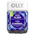 OLLY Extra Strength Sleep Gummy Supplement sleep aid Blackberry Zen blend of Melatonin, L-Theanine & Botanicals 25 day supply 50 gummies