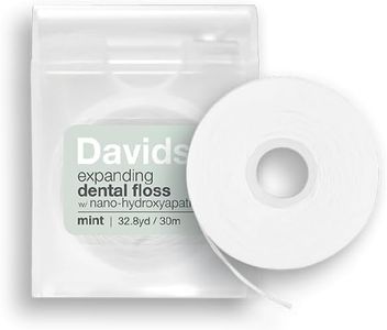 Davids Expanding Dental Floss + Refill w/Hydroxyapatite, No Break Woven Strands, Waxed, Vegan, Cocoa Butter & Mint, Kid Friendly, Refillable Dispenser, 66 yd