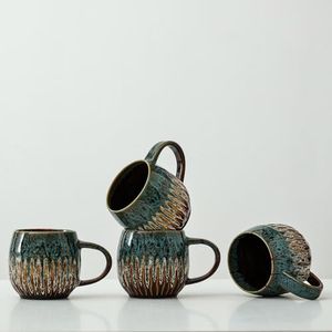 lpylxingyan Large Ceramic Coffee Mug - 20oz Big Tea Cup,Blue, Set of 4