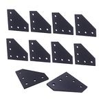 Glvanc. 10PCS 60 x 60 x 4mm 3D Printer 90 Degrees L Shape with 5 Holes Black Joining Plates for CNC 2020 V-Slot Aluminum Profiles Pack