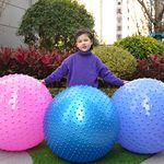 Large Sensory Massage Ball for Kids, 2 Pack 33.5" 85CM Bouncy Exercise Ball for Toddlers, Big Inflatable Ball with Tactile Spikes, Outdoor Ball Pool Ball Yoga Ball, Large Beach Ball (Blue+Pink)