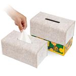 2 Pack Tissue Box Cover - Decorative Tissue Box Holder - Modern Felt Tissue Box Cover Rectangle - Medium Size - Oatmeal