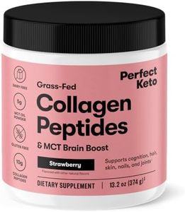 Perfect Keto Collagen Protein Powder with MCT Oil - Grassfed, GF, Multi Supplement, Best for Ketogenic Diets, Use as Keto Creamer, in Coffee and Shakes for Women & Men (Strawberry)