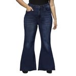 TURNING BLUE Flared Leg High Rise Stretchable Plus Size Jeans for Women Dark Blue