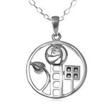 Alexander Castle 925 Sterling Silver Charles Rennie Mackintosh Necklace for Women Teens Girls with 18" Silver Chain & Jewellery Gift Box - 20mm