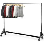 Simple Houseware Commercial Z-Base Garment Rack - 500 lbs Load Heavy Duty Clothing Rack - 63" (160 cm) Extra Long Industrial Rolling Clothes Organizer, Black