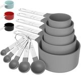 TILUCK Measuring Cups & Spoons Set, Stackable Cups and Spoons, Nesting Measure Cups with Stainless Steel Handle, Kitchen Gadgets for Cooking & Baking (Gray)