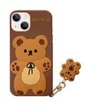 JIATAY Cute iPhone 6 Plus 6s Plus Case, Kawaii Bear Phone Cases Camera Lens Protector 3D Thick Silicone Protective Case with Mini Ornament Strap (Bear Brown, iPhone 6 Plus/ 6s Plus)