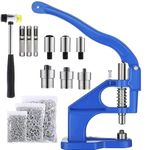 Hand Press Grommet Machine,Grommet Eyelet Tool Kit with Hammer, 3 Dies(#0/#2/#4) and 1500pcs Grommets(6mm/10mm/12mm) for Grommets Snap Buttons Rivets Eyelets Pearls(Blue)