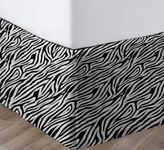 45cm(18") Drop King Size Zebra Print Pleated Bed Skirt Split Corner Pleated Style Easy Fit Easy Care Fade & Wrinkle Resistant-Cotton Micorfiber Made