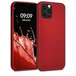 kwmobile Case Compatible with Apple iPhone 12 / iPhone 12 Pro Case - Soft Slim Metallic TPU Silicone Cover - Metallic Dark Red