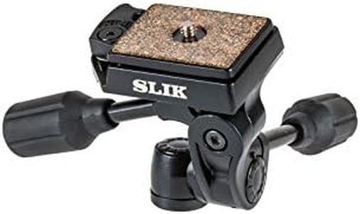 SLIK SH-704E 3-Way Pan Head (618-640) Weighs 7oz, Supports 8.8lbs, Quick Release Camera Plate, Rubber Grip Handles