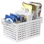 Kuber Industries Large Hollow Storage Basket With Handle|Kitchen & Home Organizer For Wardrobe|Tray For Toys, Fruits, Books (White)