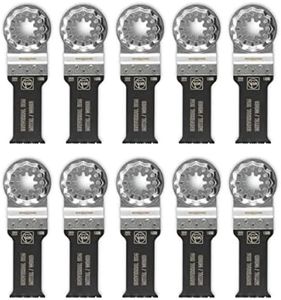 Fein StarLock E-Cut Universal BiMetal Oscillating Saw Blade - Narrow Waisted Shape 1-1/8" Width for Aluminum Profile, Wood, Drywall and Plastics - Fits Most Multitools - 10-Pack - 63502222290