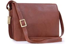 VISCONTI - Women's Medium Leather Cross Body Bag - Office Work Messenger Bag A5 - Multiple Pockets - Adjustable Shoulder Strap -TESS 754 - Brown