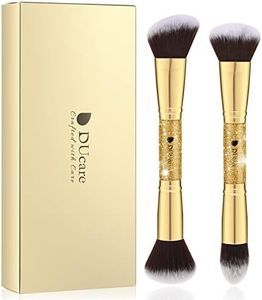 DUcare Makeup Brushes Foundation Brushes 2Pcs Duo End Foundation Powder Buffer and Contour Synthetic Cosmetic Tools