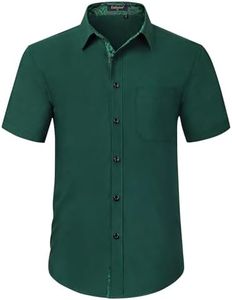Enlision Camisas Hombre Manga Corta Camisa de Vestir Camisas Formales Camisa Regular Fit Casual Botones Shirts Verde S