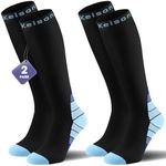 Calves Kelson 2 Pairs Compression Socks for Women and Men, 20-30 mmHg Flight Socks, Knee High Travel Socks for Nurses, Travel, Pregnancy and Everyday Support