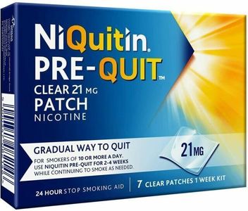 NiQuitin Nicotine Patch - Pre-Quit Patch - 21 mg - 7 Clear Nicotine Patches 1 Week Kit - Stop Smoking Aid - Invisible Nicotine Patches - Gradually Quit Smoking