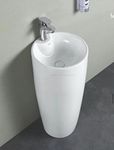 Nexa Bathware Ceramic Designer Primium One Piece Pedestal Wash Basin Free Standing Impoarted Ceramic Wash Basin (15 X 15 X 33 INCH)) scorpio