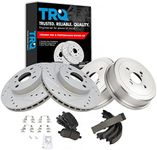 TRQ Front & Rear Ceramic Brake Pad Performance Rotor Shoes & Drum Kit Compatible with Toyota