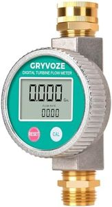 GRYVOZE Metal Water Flow Meter, 3/4" GHT Garden Hose Flowmeter with Brass Thread and Large Screen for RV, Pool, House, Lawn Sprinkler and Outdoor Watering – Supports Gallon, Liter, GPM and LPM