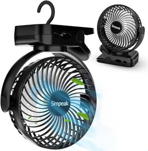 Simpeak 10000 mAh Rechargeable LED USB Fan Clip on Fan Desk Fan, Portable Personal USB Small Fan Outdoor Indoor Office Home Desk Car Camping Fan with 3 Speeds| 3 LED Light Modes| 720° rotation