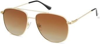 SOJOS Polarized Aviator Sunglasses Womens Men Trendy Designer Shades SJ1218,Brown