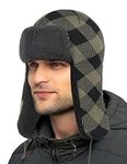 Outddor Shaping Trapper Hat for Men Women Windproof Plaid Trooper Hat Ushanka Ear Flaps Warm Winter Outdoor Hats, Dusty Olive, One size